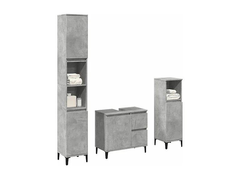 Ensemble de meubles de salle de bain 3 pcs gris béton