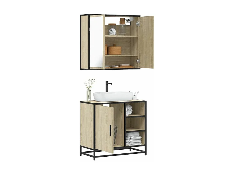Ensemble de meubles de salle de bain 2 pcs chêne sonoma