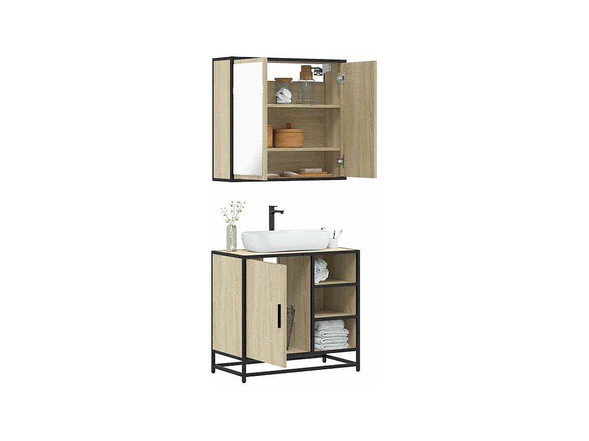 Ensemble de meubles de salle de bain 2 pcs chêne sonoma