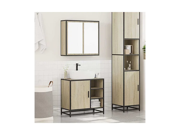 Ensemble de meubles de salle de bain 2 pcs chêne sonoma