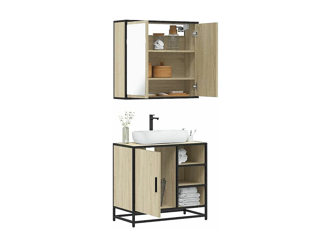 Ensemble de meubles de salle de bain 2 pcs chêne sonoma