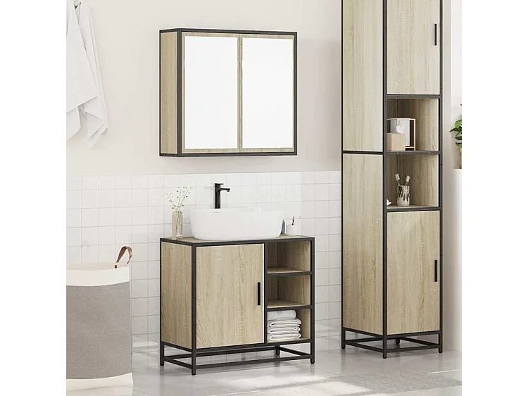 Ensemble de meubles de salle de bain 2 pcs chêne sonoma