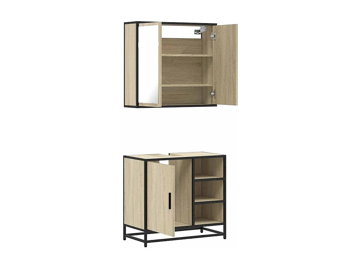 Ensemble de meubles de salle de bain 2 pcs chêne sonoma
