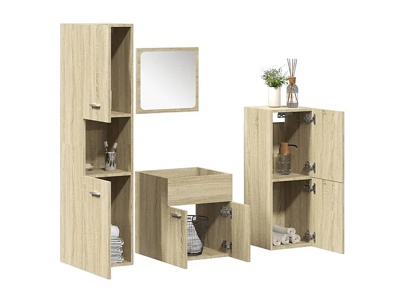 Ensemble de meubles de salle de bain 4 pcs chêne sonoma