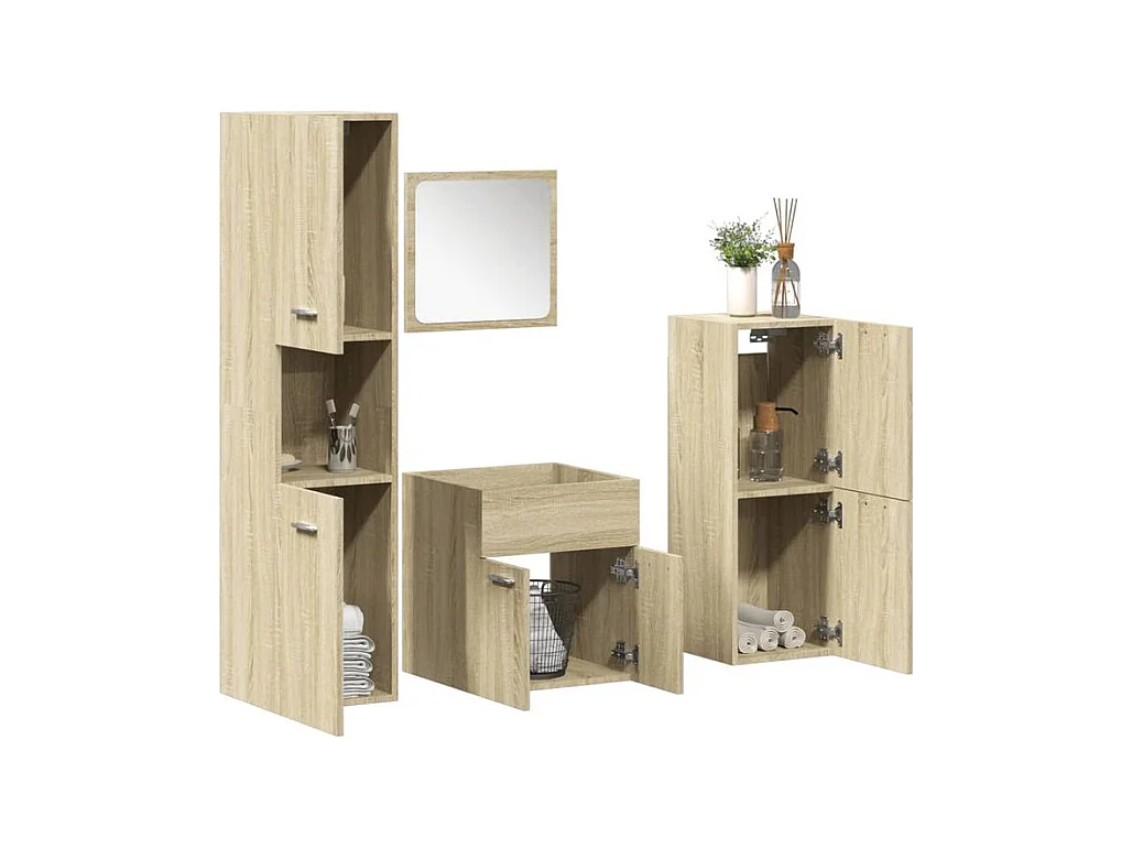 Ensemble de meubles de salle de bain 4 pcs chêne sonoma