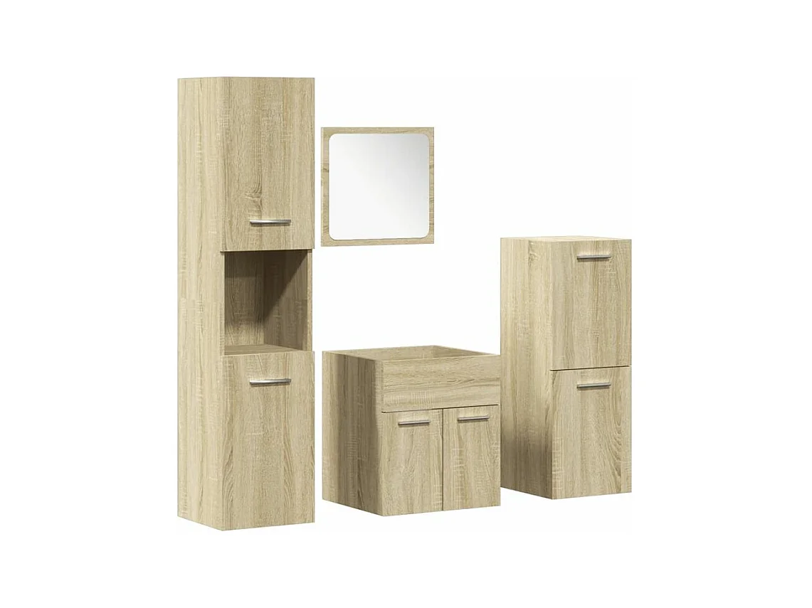 Ensemble de meubles de salle de bain 4 pcs chêne sonoma