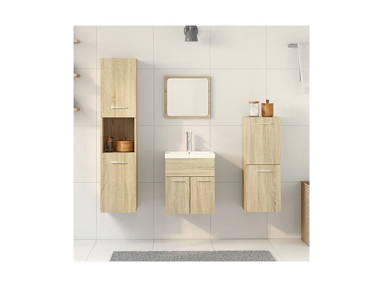 Ensemble de meubles de salle de bain 4 pcs chêne sonoma