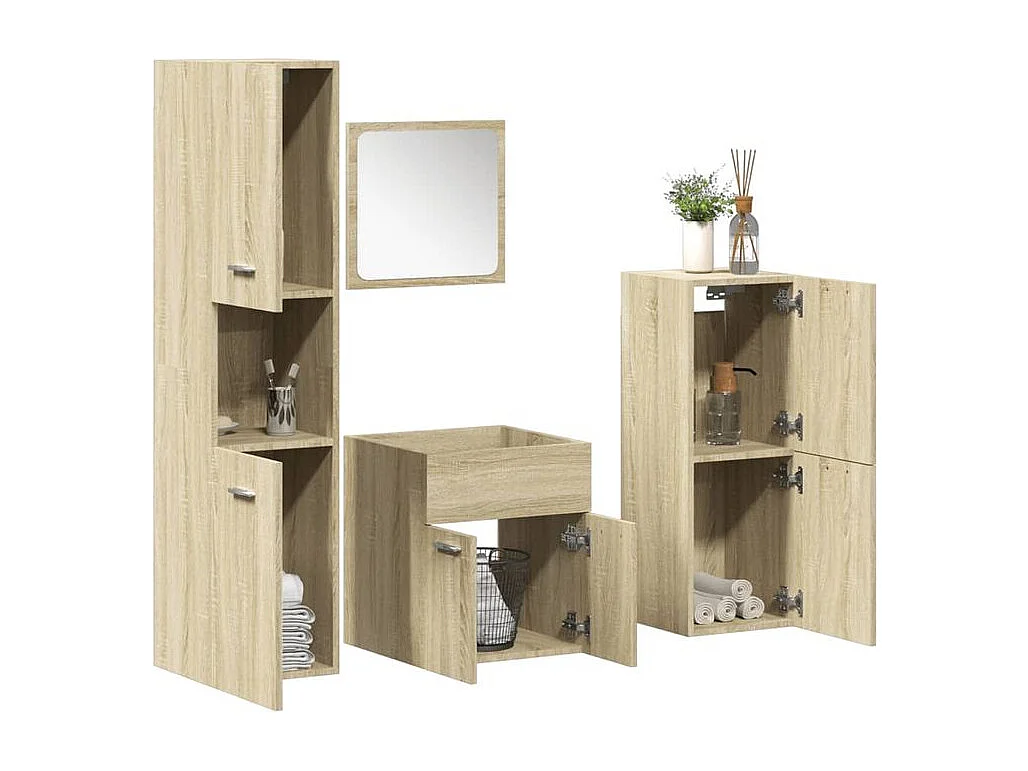 Ensemble de meubles de salle de bain 4 pcs chêne sonoma