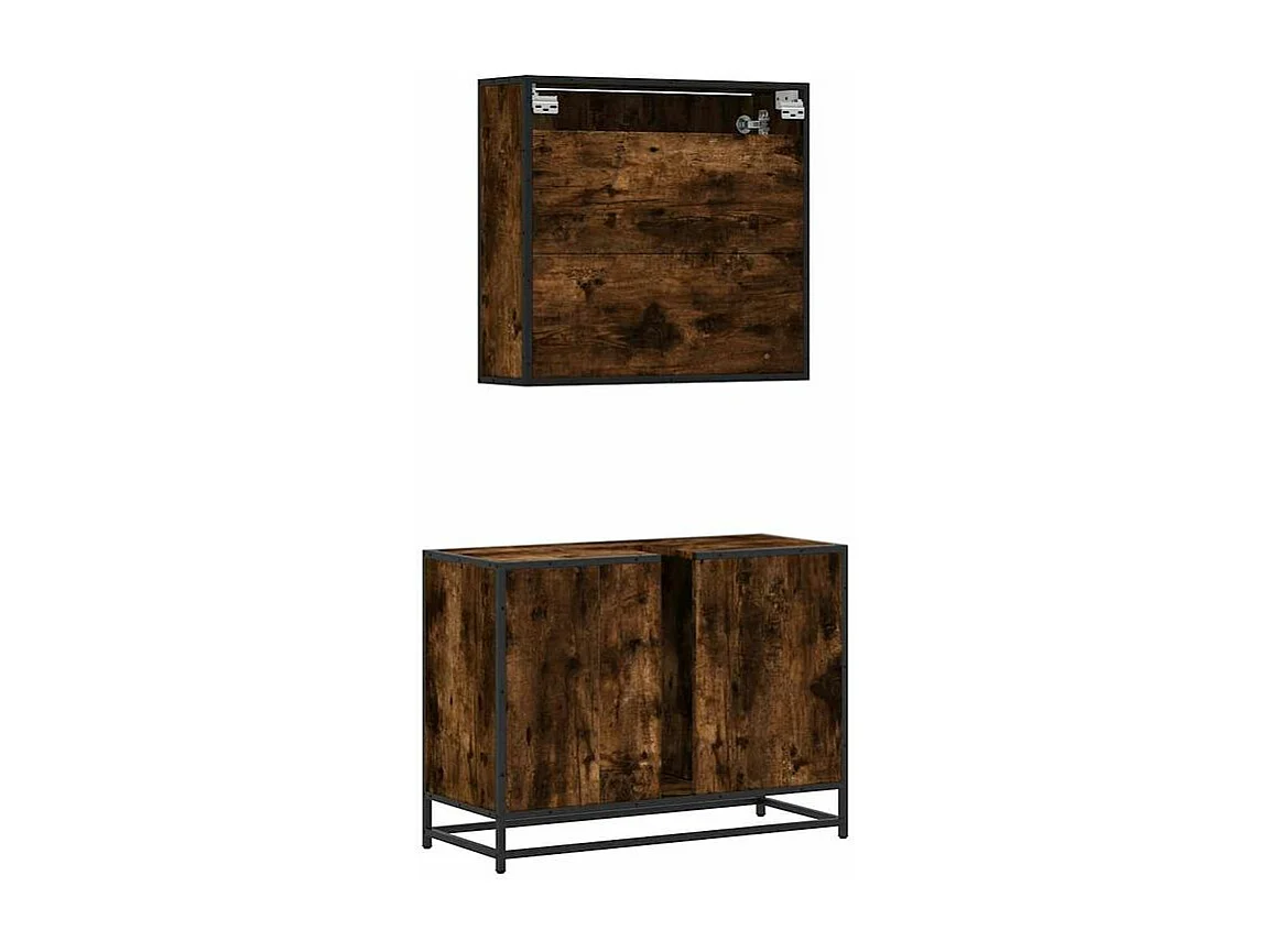 Ensemble de meubles de salle de bain 2 pcs Chêne fumé