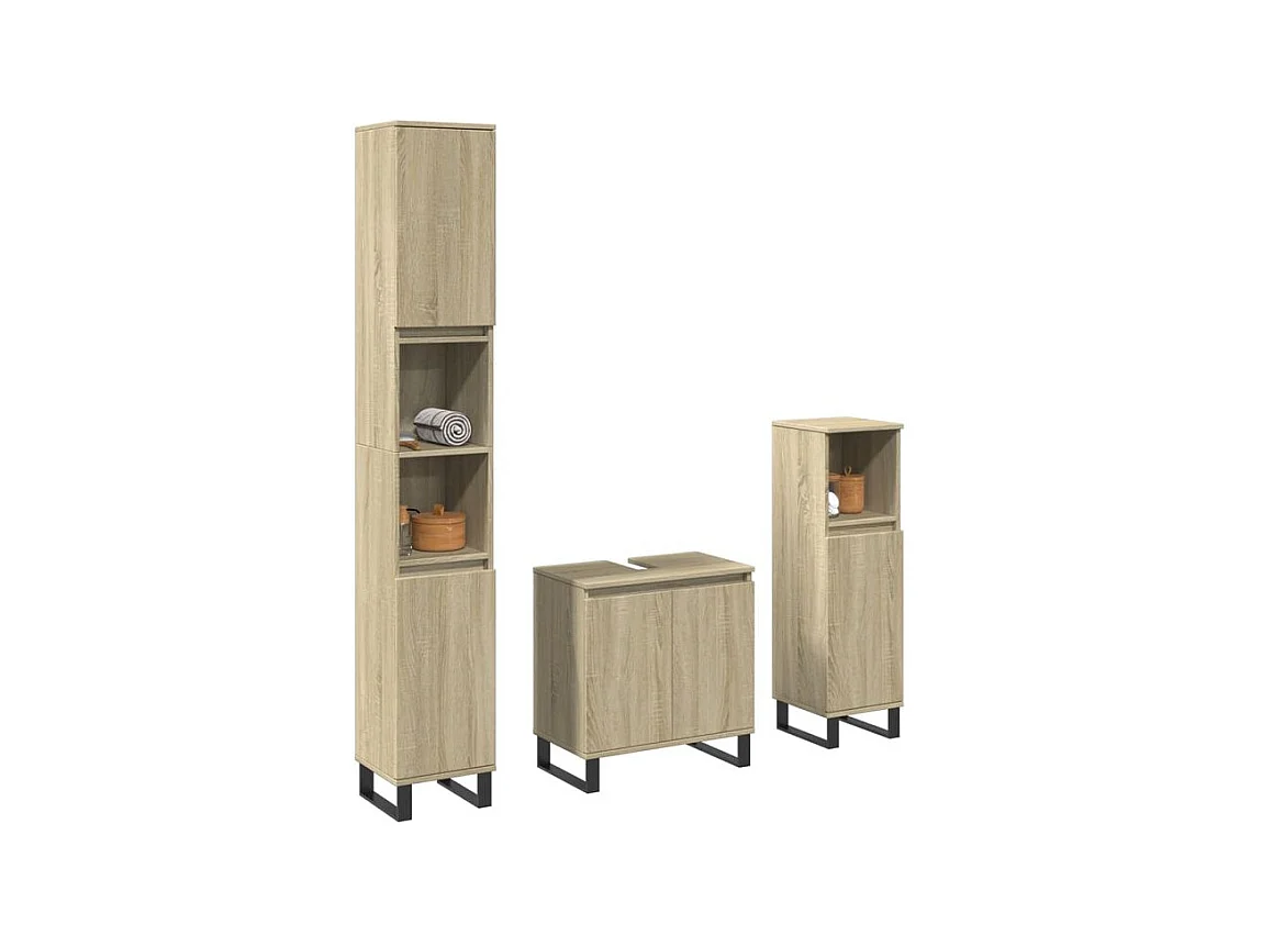Ensemble de meubles de salle de bain 3 pcs chêne sonoma