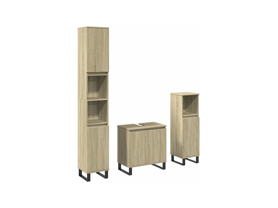 Ensemble de meubles de salle de bain 3 pcs chêne sonoma