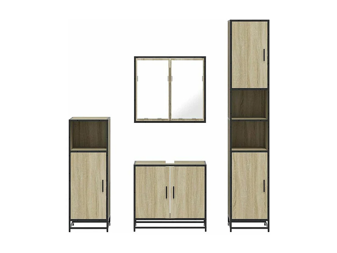 Ensemble de meubles de salle de bain 4 pcs chêne sonoma