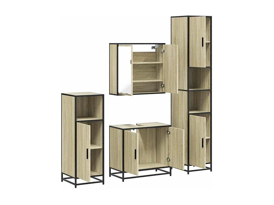 Ensemble de meubles de salle de bain 4 pcs chêne sonoma