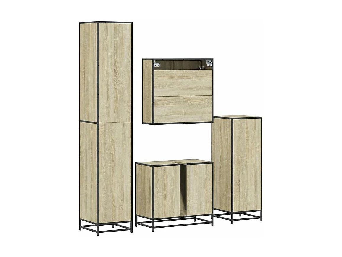 Ensemble de meubles de salle de bain 4 pcs chêne sonoma