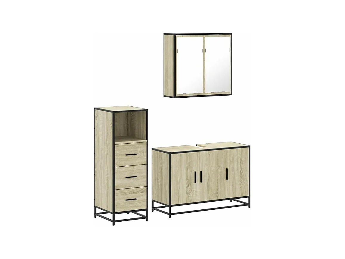 Ensemble de meubles de salle de bain 3 pcs chêne sonoma