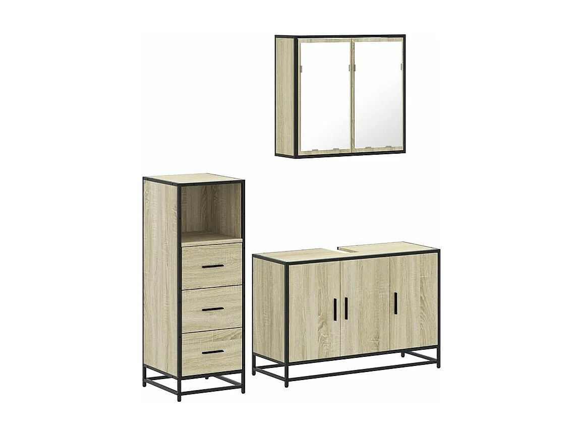 Ensemble de meubles de salle de bain 3 pcs chêne sonoma