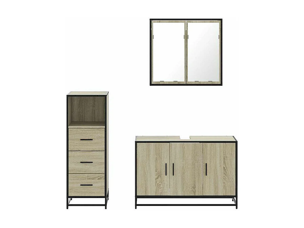 Ensemble de meubles de salle de bain 3 pcs chêne sonoma