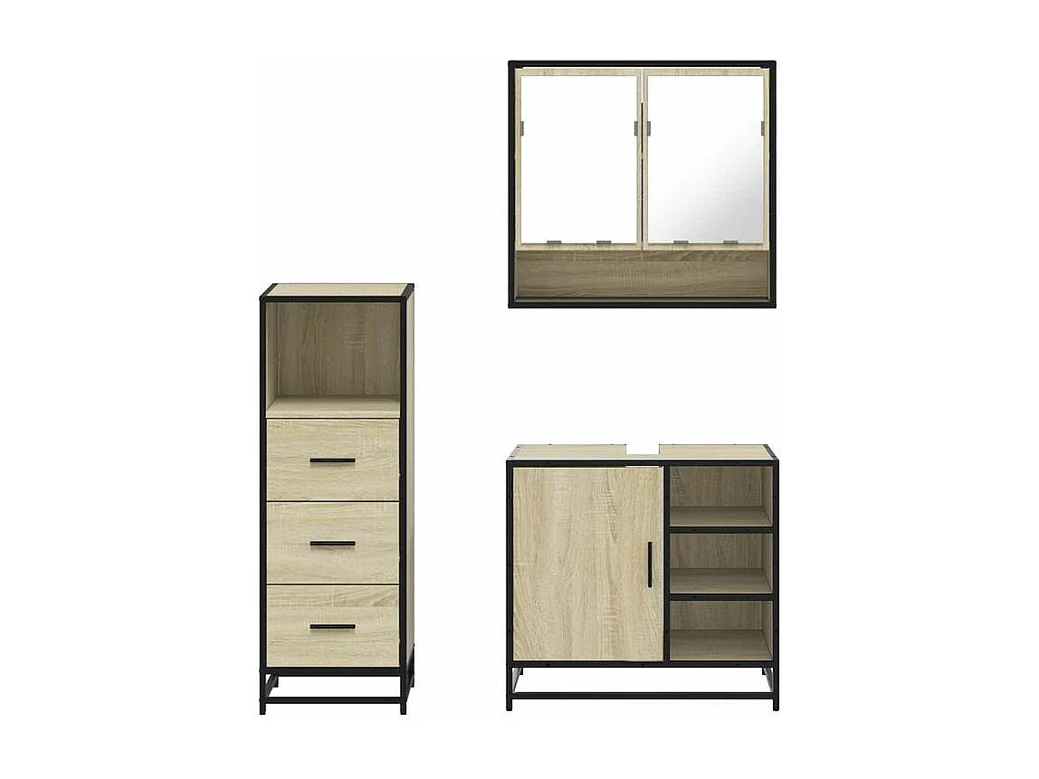 Ensemble de meubles de salle de bain 3 pcs chêne sonoma
