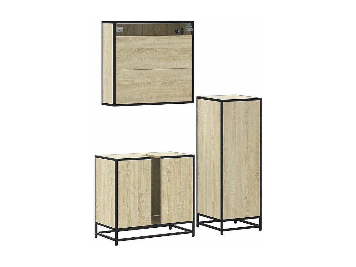 Ensemble de meubles de salle de bain 3 pcs chêne sonoma