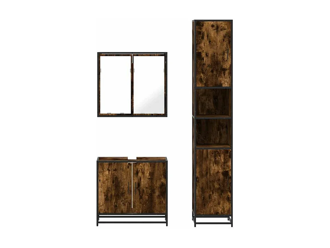 Ensemble de meubles de salle de bain 3 pcs Chêne fumé