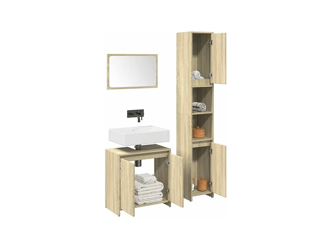 Ensemble de meubles de salle de bain 3 pcs chêne sonoma