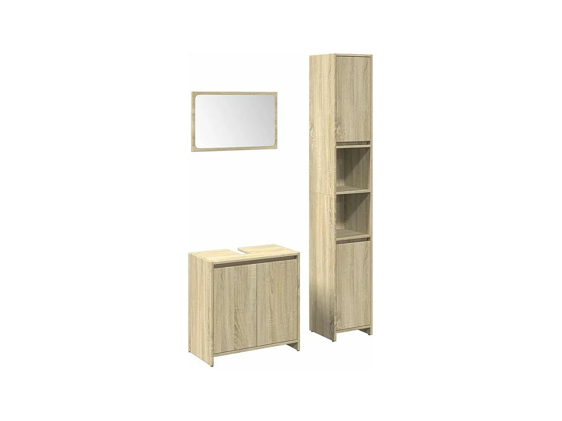 Ensemble de meubles de salle de bain 3 pcs chêne sonoma