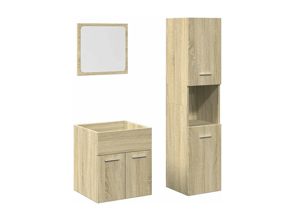 Ensemble de meubles de salle de bain 3 pcs chêne sonoma