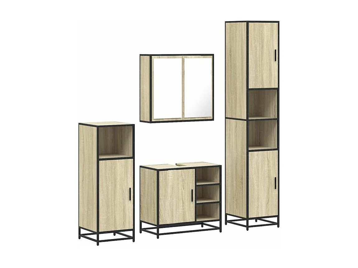 Ensemble de meubles de salle de bain 4 pcs chêne sonoma