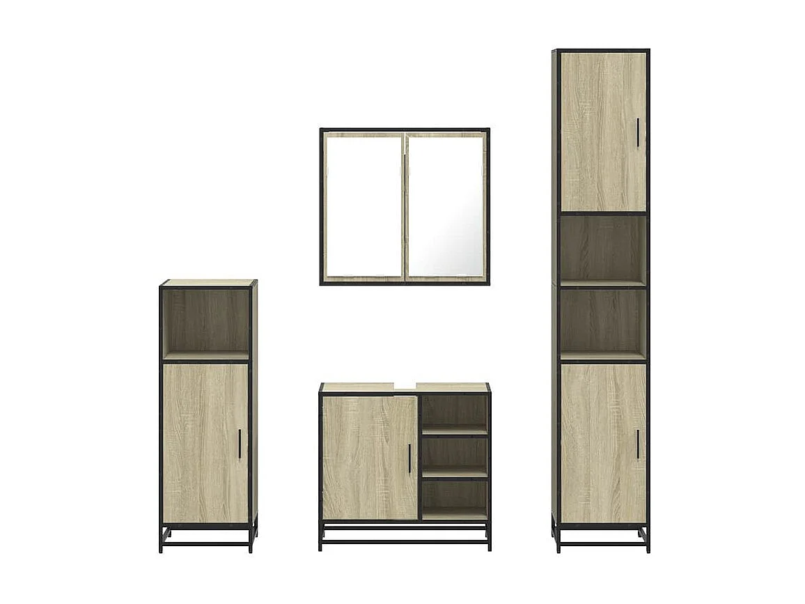 Ensemble de meubles de salle de bain 4 pcs chêne sonoma