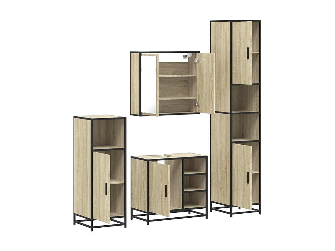 Ensemble de meubles de salle de bain 4 pcs chêne sonoma