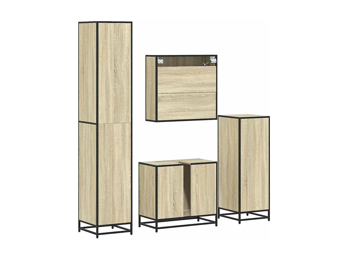 Ensemble de meubles de salle de bain 4 pcs chêne sonoma
