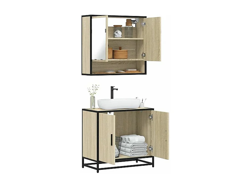 Ensemble de meubles de salle de bain 2 pcs chêne sonoma