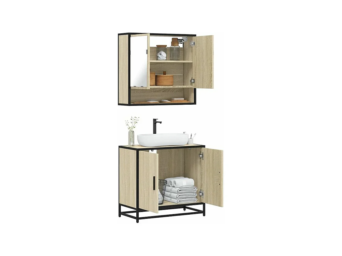 Ensemble de meubles de salle de bain 2 pcs chêne sonoma