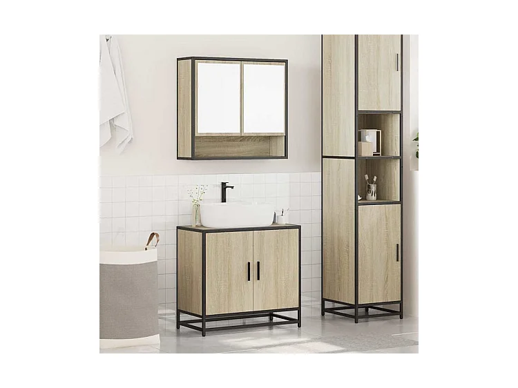 Ensemble de meubles de salle de bain 2 pcs chêne sonoma