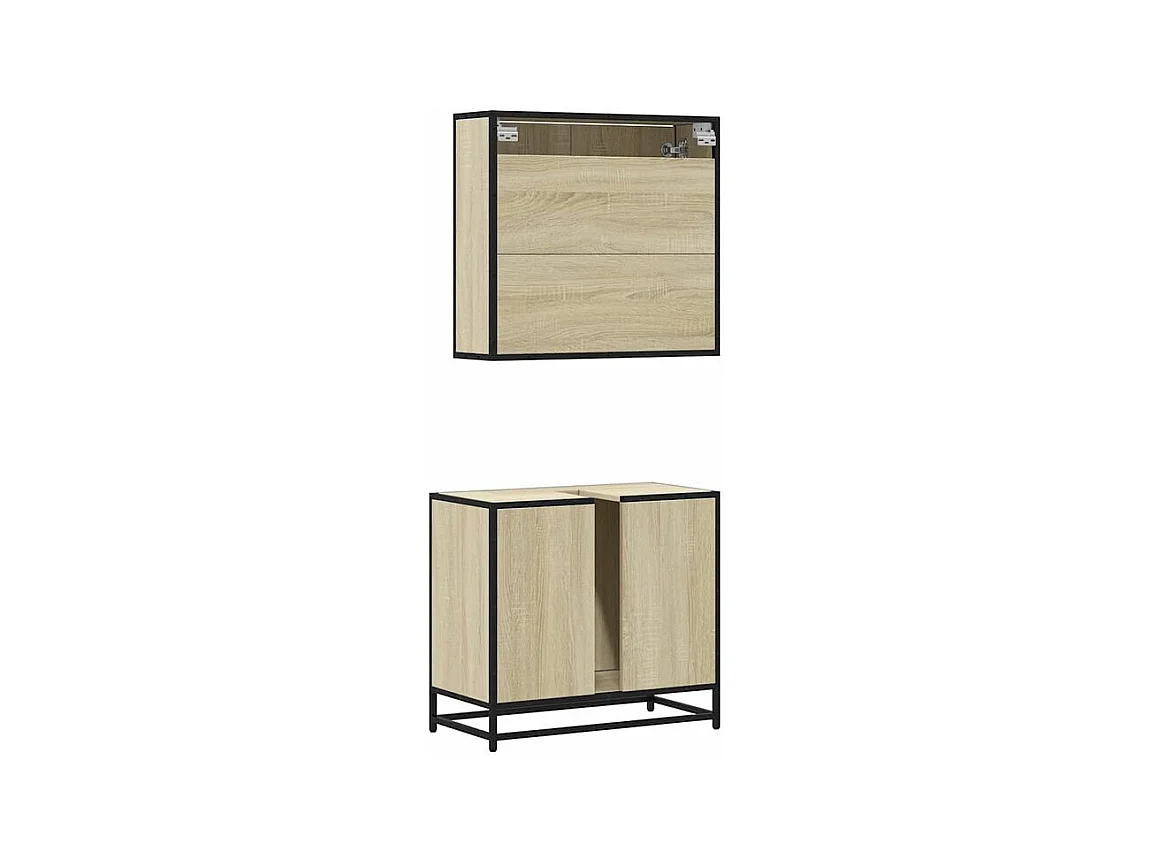 Ensemble de meubles de salle de bain 2 pcs chêne sonoma