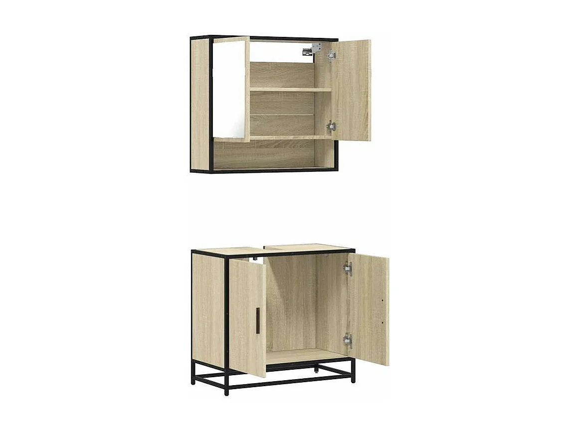 Ensemble de meubles de salle de bain 2 pcs chêne sonoma