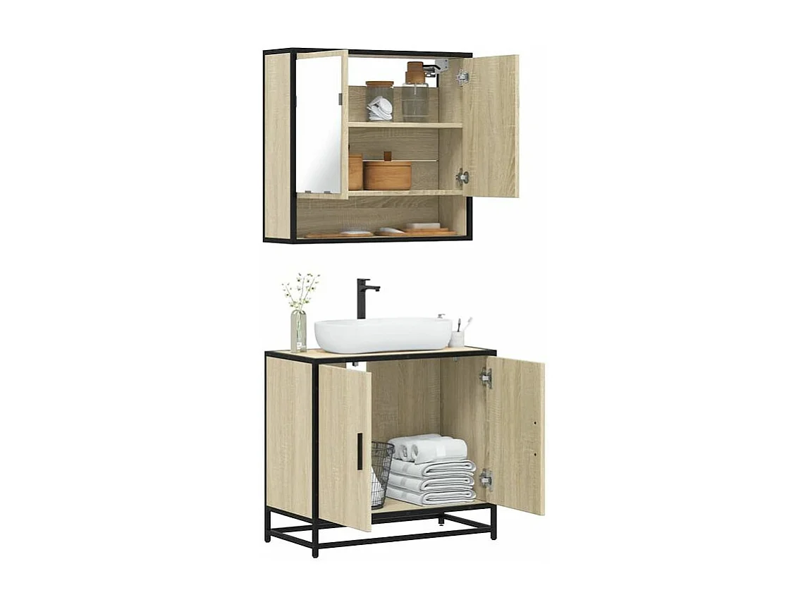 Ensemble de meubles de salle de bain 2 pcs chêne sonoma