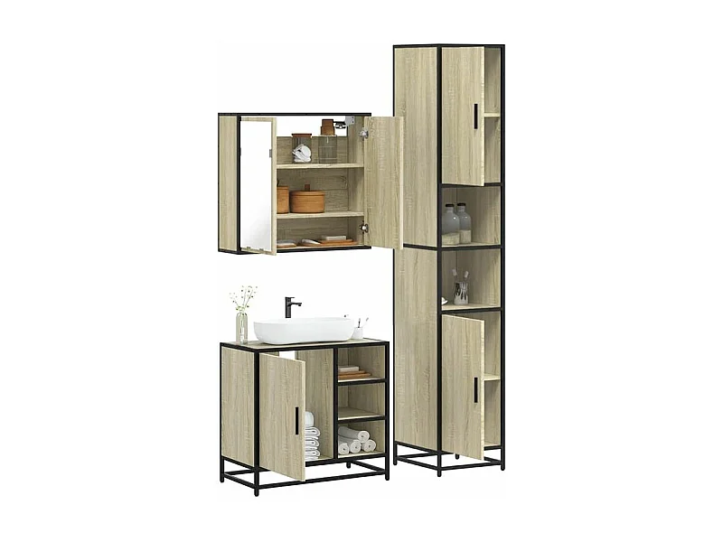 Ensemble de meubles de salle de bain 3 pcs chêne sonoma