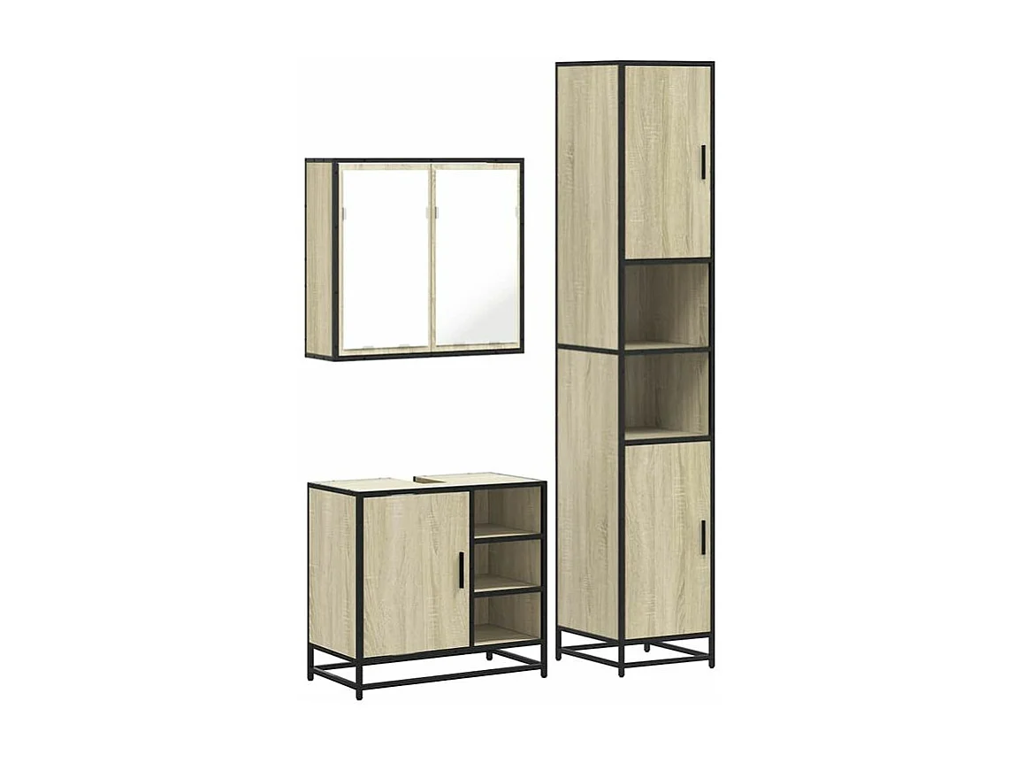 Ensemble de meubles de salle de bain 3 pcs chêne sonoma