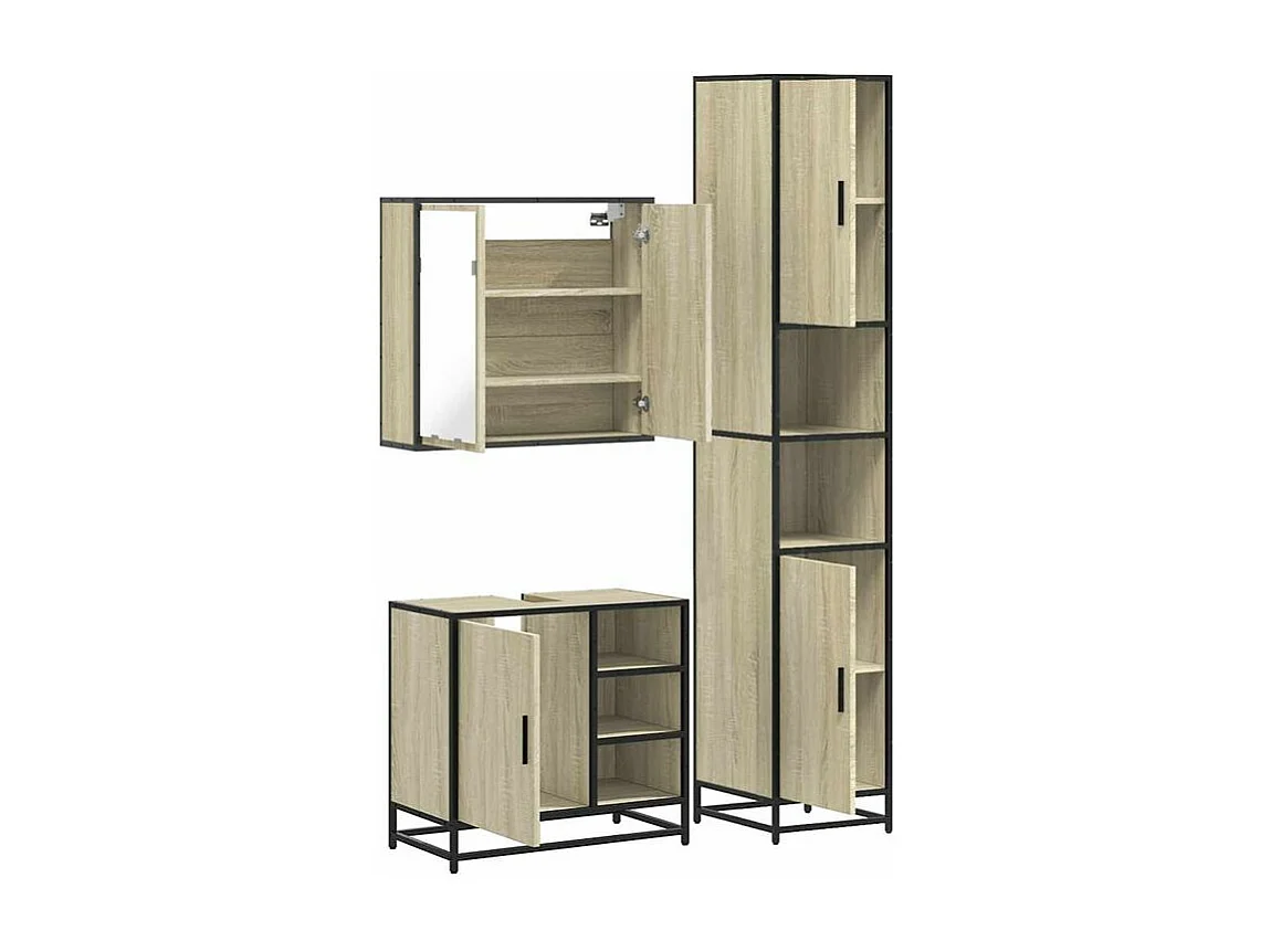 Ensemble de meubles de salle de bain 3 pcs chêne sonoma