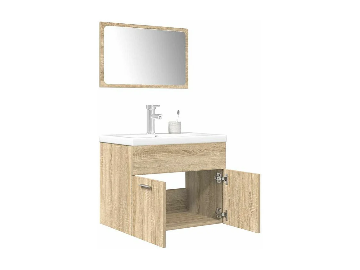 Ensemble de meubles de salle de bain 3 pcs chêne sonoma