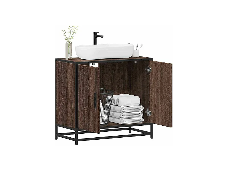 Armoire de lavabo de salle de bain chêne marron 65x33x60