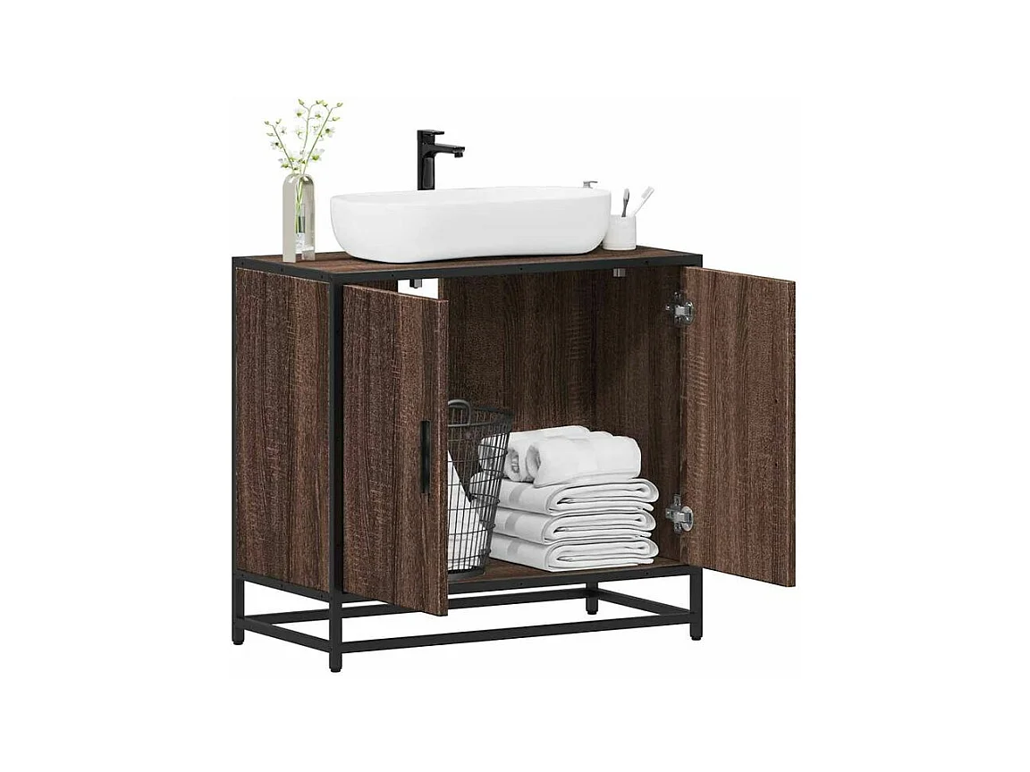 Armoire de lavabo de salle de bain chêne marron 65x33x60