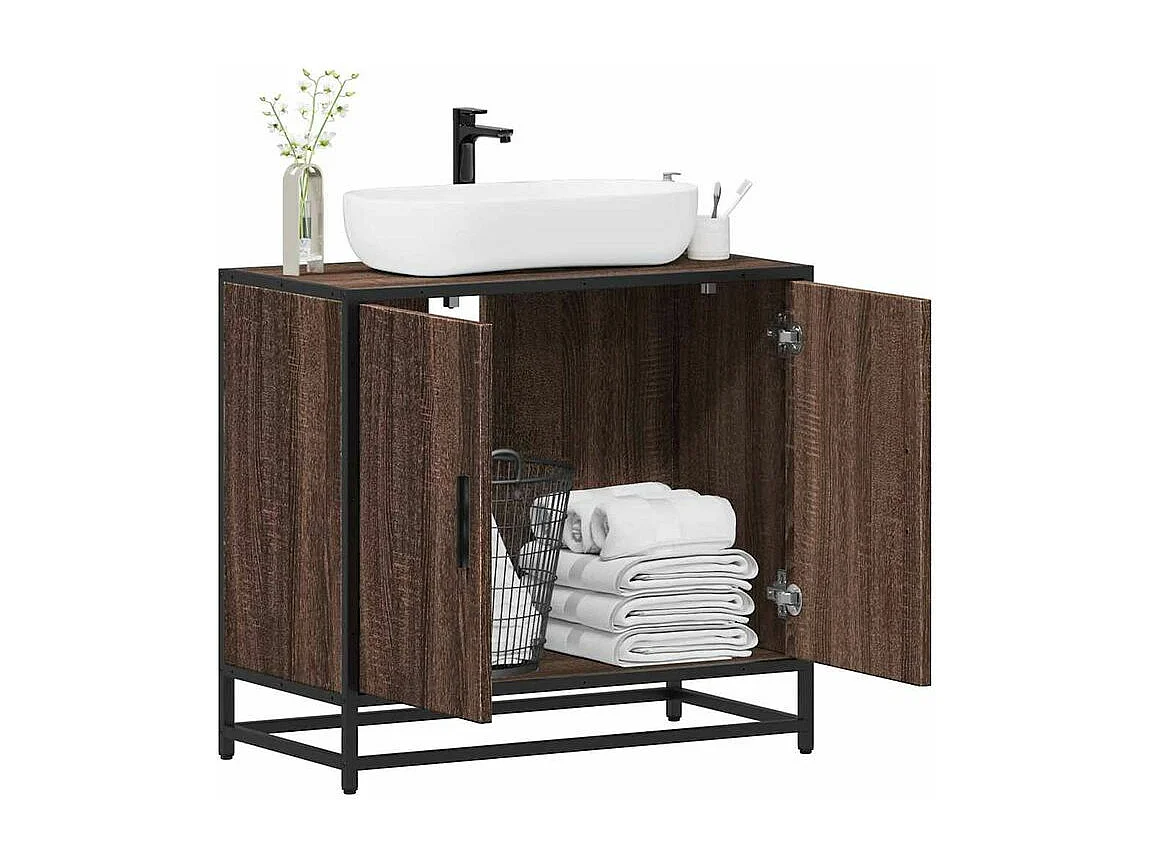 Armoire de lavabo de salle de bain chêne marron 65x33x60