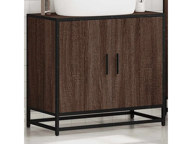 Armoire de lavabo de salle de bain chêne marron 65x33x60