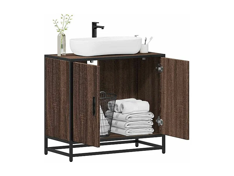 Armoire de lavabo de salle de bain chêne marron 65x33x60