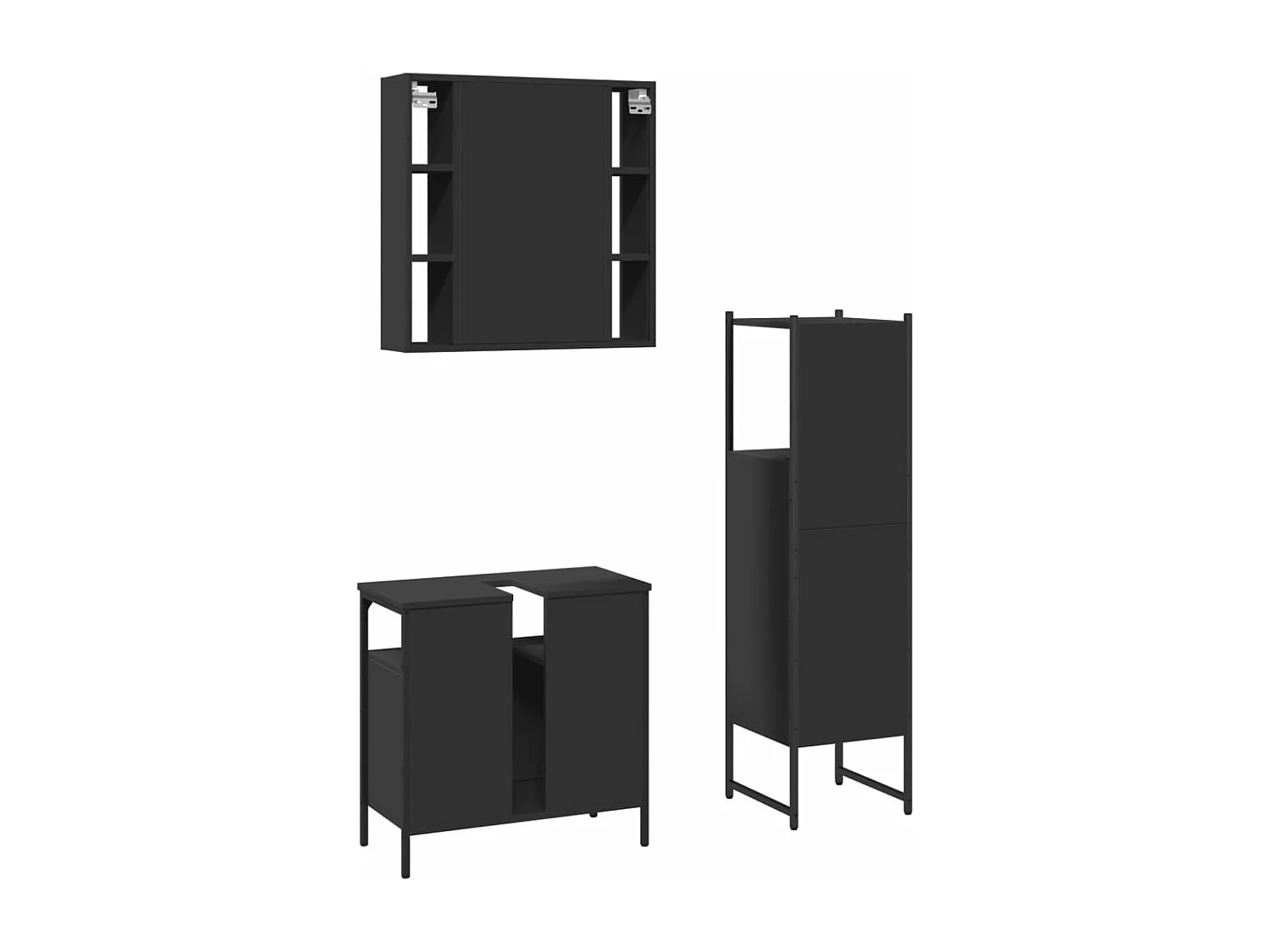 Ensemble d'armoires salle de bain 3 pcs noir bois d'ingénierie