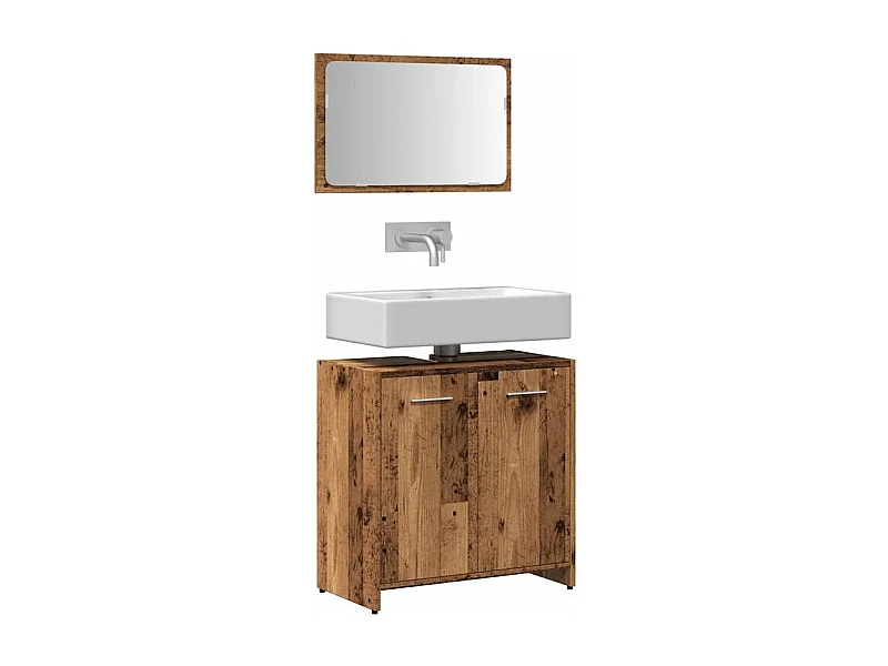 Armoire de salle de bain et miroir vieux bois bois d'ingénierie