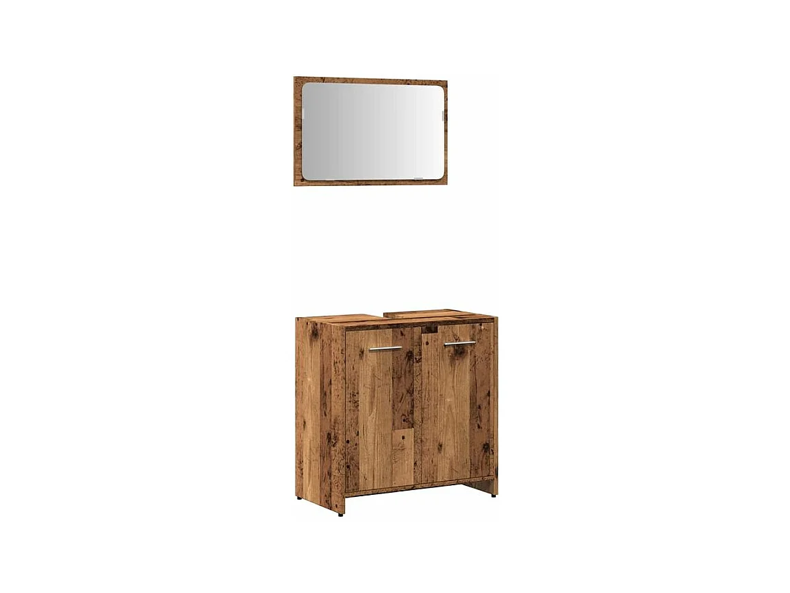 Armoire de salle de bain et miroir vieux bois bois d'ingénierie