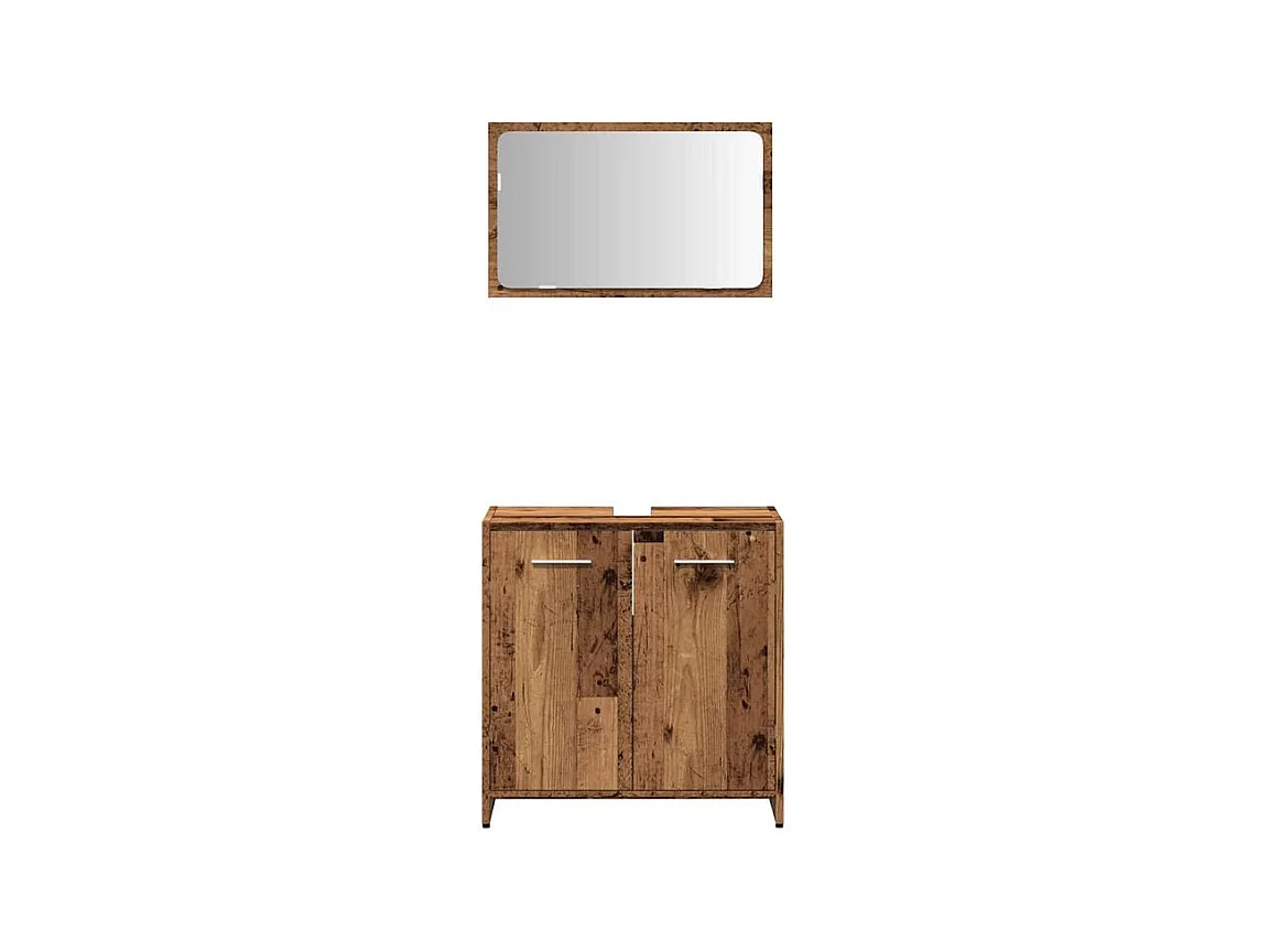 Armoire de salle de bain et miroir vieux bois bois d'ingénierie